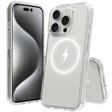 Apple iPhone 16 Pro Kılıf M-safe Şarj Özellikli Şeffaf Sert PC Zore Embos Kapak Şeffaf