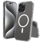 Apple iPhone 16 Pro Kılıf M-safe Şarj Özellikli Şeffaf Sert PC Zore Embos Kapak Şeffaf
