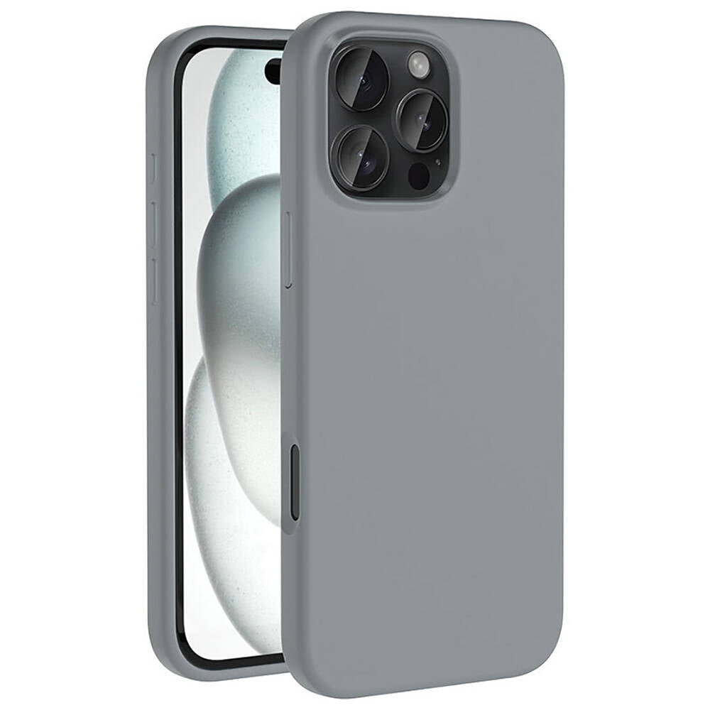 Apple iPhone 16 Pro Kılıf M-safe Şarj Özellikli Sıvı Teknolojili Silinebilir Sert Zore Kivi Kapak Natürel Titanyum