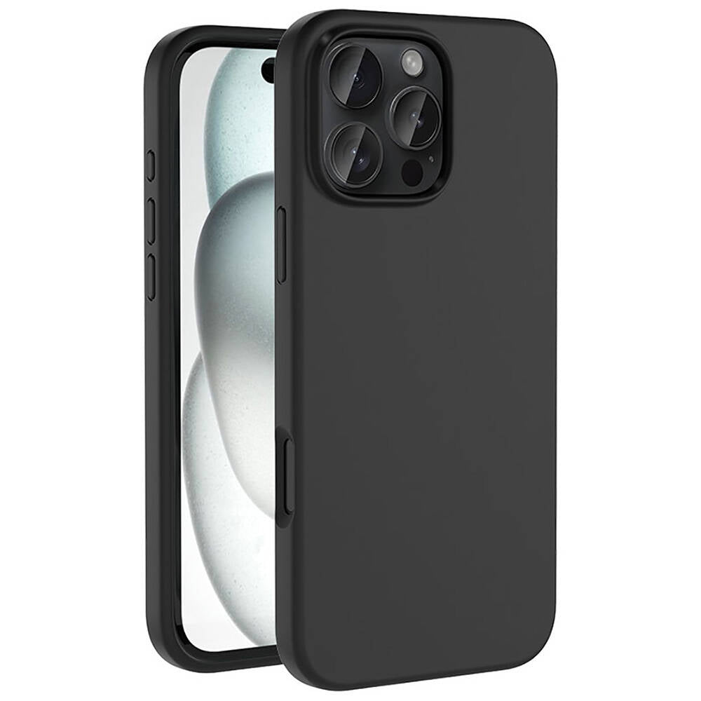 Apple iPhone 16 Pro Kılıf M-safe Şarj Özellikli Sıvı Teknolojili Silinebilir Sert Zore Kivi Kapak Siyah