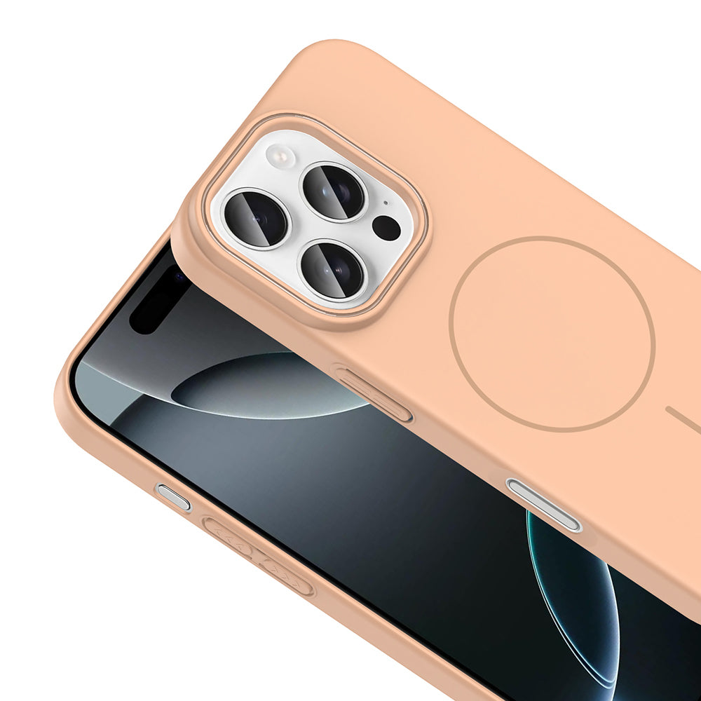Apple iPhone 16 Pro Kılıf M-safe Şarj Özellikli Zore Ruby Sert Kapak Desert Titanyum
