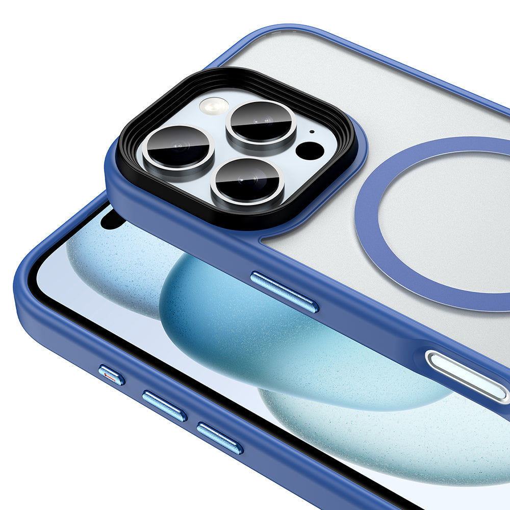 Apple iPhone 16 Pro Kılıf Mat Arka Yüzey Wireless Şarj Özellikli Zore Flet M-safe Kapak Yeşil