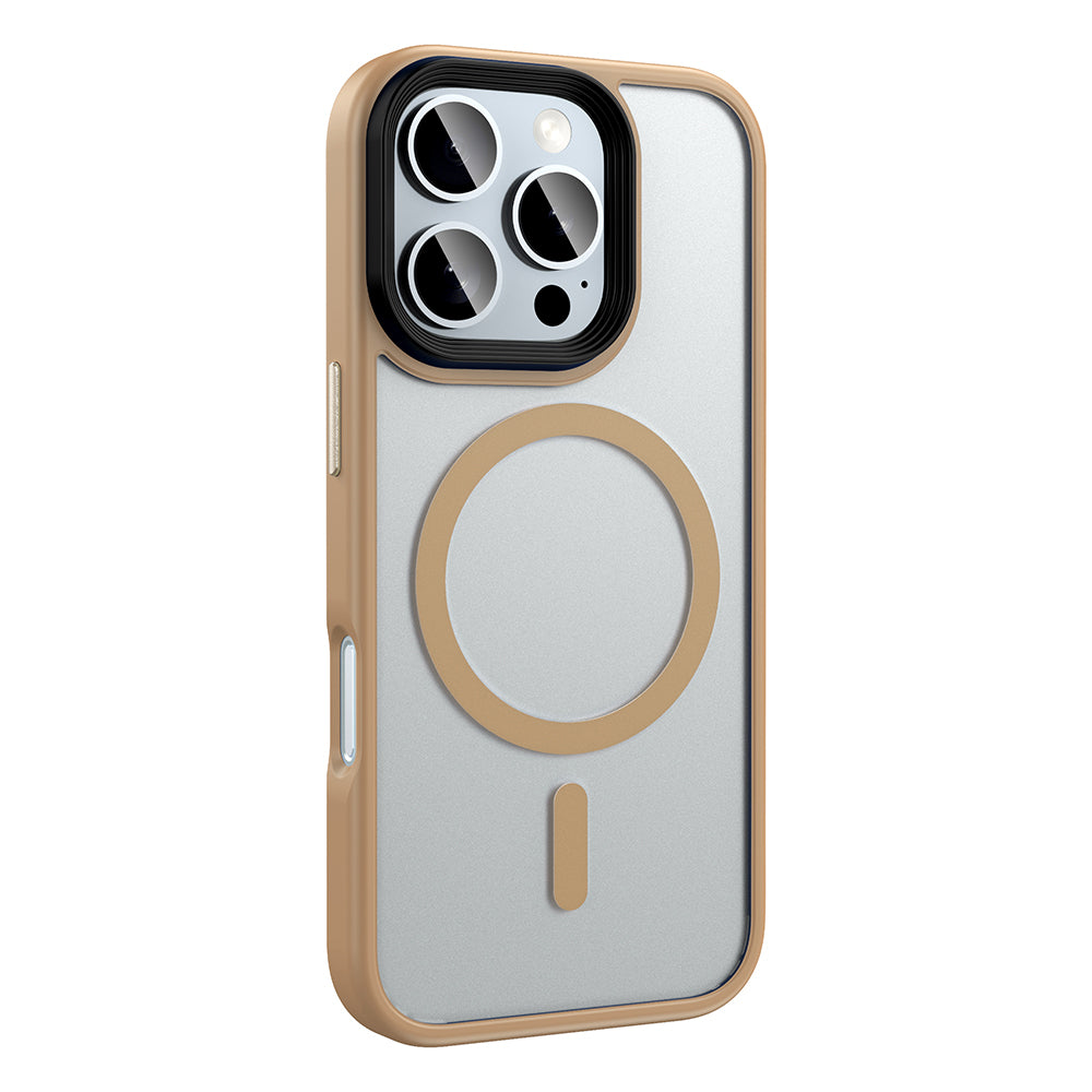 Apple iPhone 16 Pro Kılıf Mat Arka Yüzey Wireless Şarj Özellikli Zore Flet M-safe Kapak Titanyum-Gri