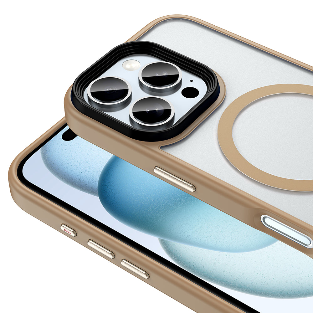Apple iPhone 16 Pro Kılıf Mat Arka Yüzey Wireless Şarj Özellikli Zore Flet M-safe Kapak Yeşil
