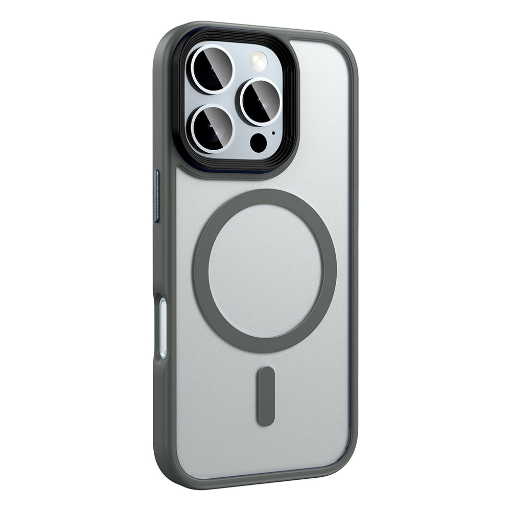 Apple iPhone 16 Pro Kılıf Mat Arka Yüzey Wireless Şarj Özellikli Zore Flet M-safe Kapak Yeşil