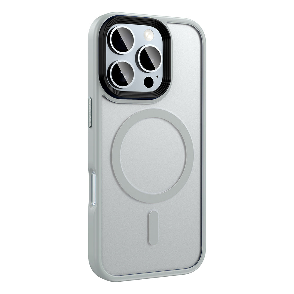 Apple iPhone 16 Pro Kılıf Mat Arka Yüzey Wireless Şarj Özellikli Zore Flet M-safe Kapak Yeşil