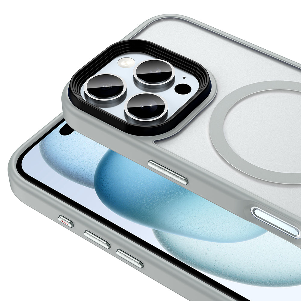 Apple iPhone 16 Pro Kılıf Mat Arka Yüzey Wireless Şarj Özellikli Zore Flet M-safe Kapak Yeşil