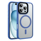 Apple iPhone 16 Pro Kılıf Mat Arka Yüzey Wireless Şarj Özellikli Zore Flet M-safe Kapak Mavi