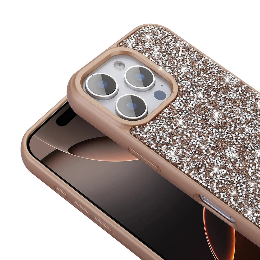 Apple iPhone 16 Pro Kılıf Parlak Taşlı Tasarım Zore Pırlanta Kapak Beyaz