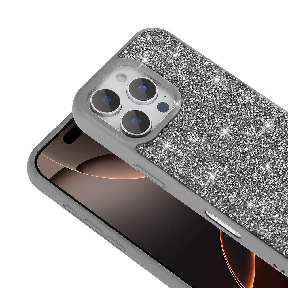 Apple iPhone 16 Pro Kılıf Parlak Taşlı Tasarım Zore Pırlanta Kapak Beyaz