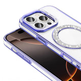 Apple iPhone 16 Pro Kılıf Pırlanta Taş Tasarımlı M-safe Şarj Özellikli Zore Karetta Silikon Kapak Rose Gold