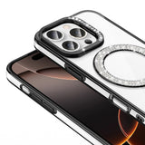 Apple iPhone 16 Pro Kılıf Pırlanta Taş Tasarımlı M-safe Şarj Özellikli Zore Karetta Silikon Kapak Gold