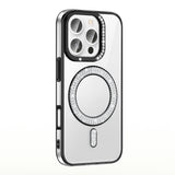 Apple iPhone 16 Pro Kılıf Pırlanta Taş Tasarımlı M-safe Şarj Özellikli Zore Karetta Silikon Kapak Siyah
