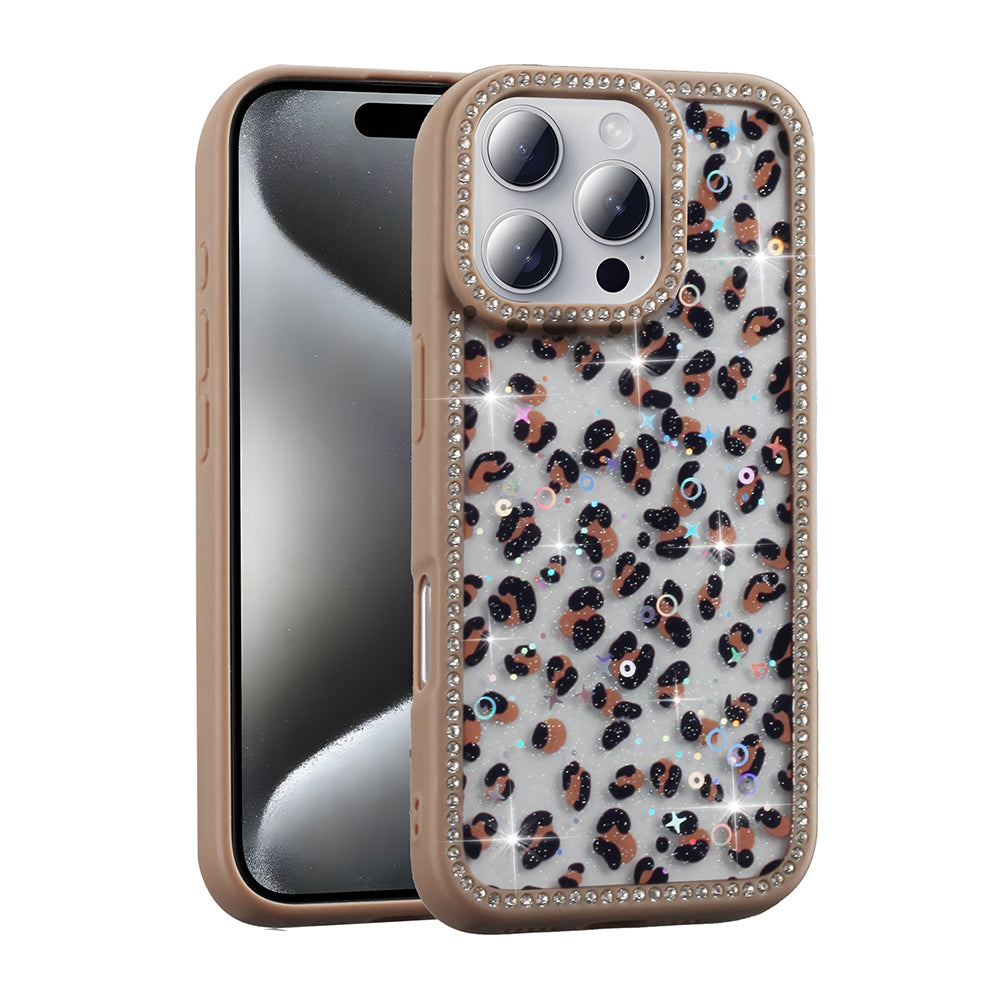 Apple iPhone 16 Pro Kılıf Taşlı ve Simli Tasarım Zore Azra Kapak Siyah