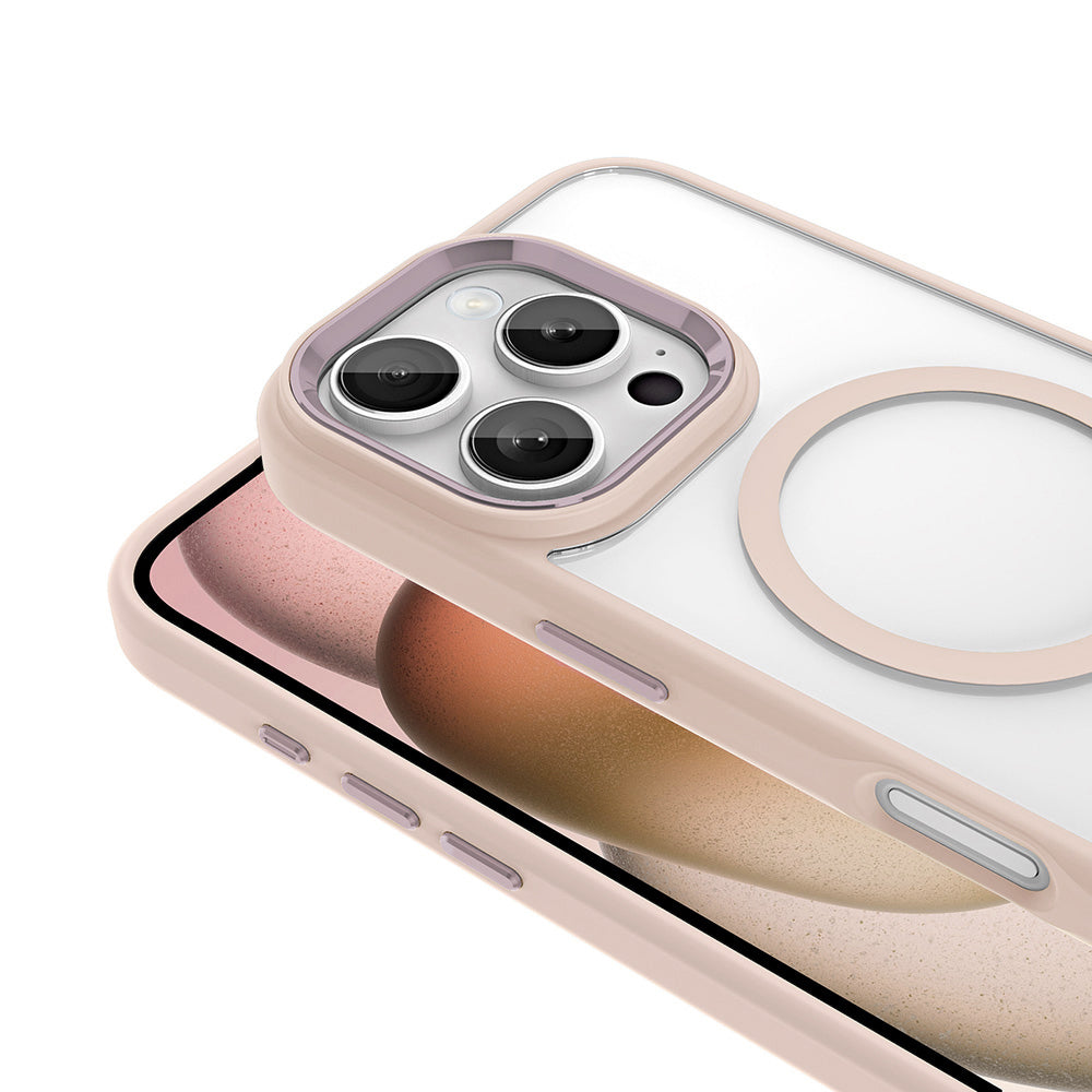 Apple iPhone 16 Pro Kılıf Wireless Şarj Özellikli Zore Krom M-safe Silikon Kapak Gold