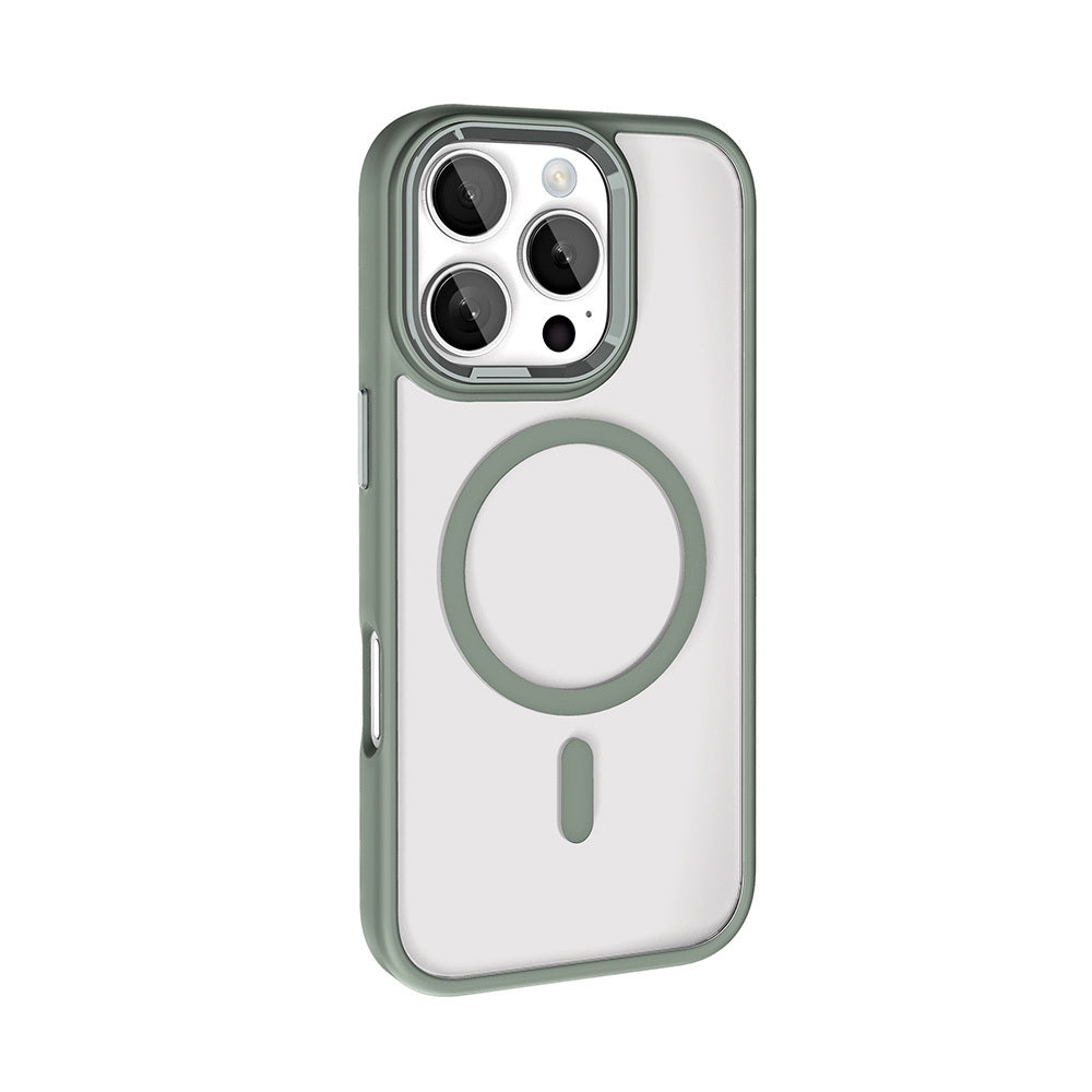 Apple iPhone 16 Pro Kılıf Wireless Şarj Özellikli Zore Krom M-safe Silikon Kapak Gold