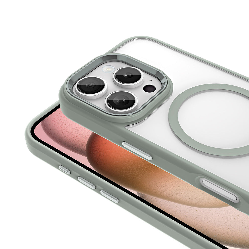 Apple iPhone 16 Pro Kılıf Wireless Şarj Özellikli Zore Krom M-safe Silikon Kapak Gold