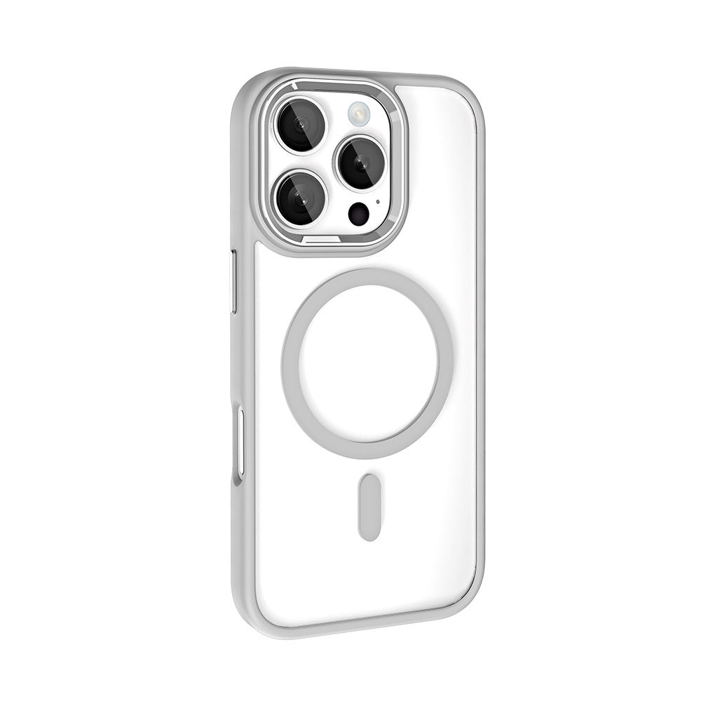 Apple iPhone 16 Pro Kılıf Wireless Şarj Özellikli Zore Krom M-safe Silikon Kapak Gold