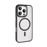 Apple iPhone 16 Pro Kılıf Wireless Şarj Özellikli Zore Krom M-safe Silikon Kapak Mavi