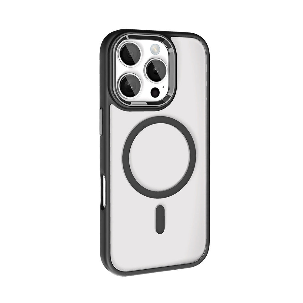 Apple iPhone 16 Pro Kılıf Wireless Şarj Özellikli Zore Krom M-safe Silikon Kapak Pembe