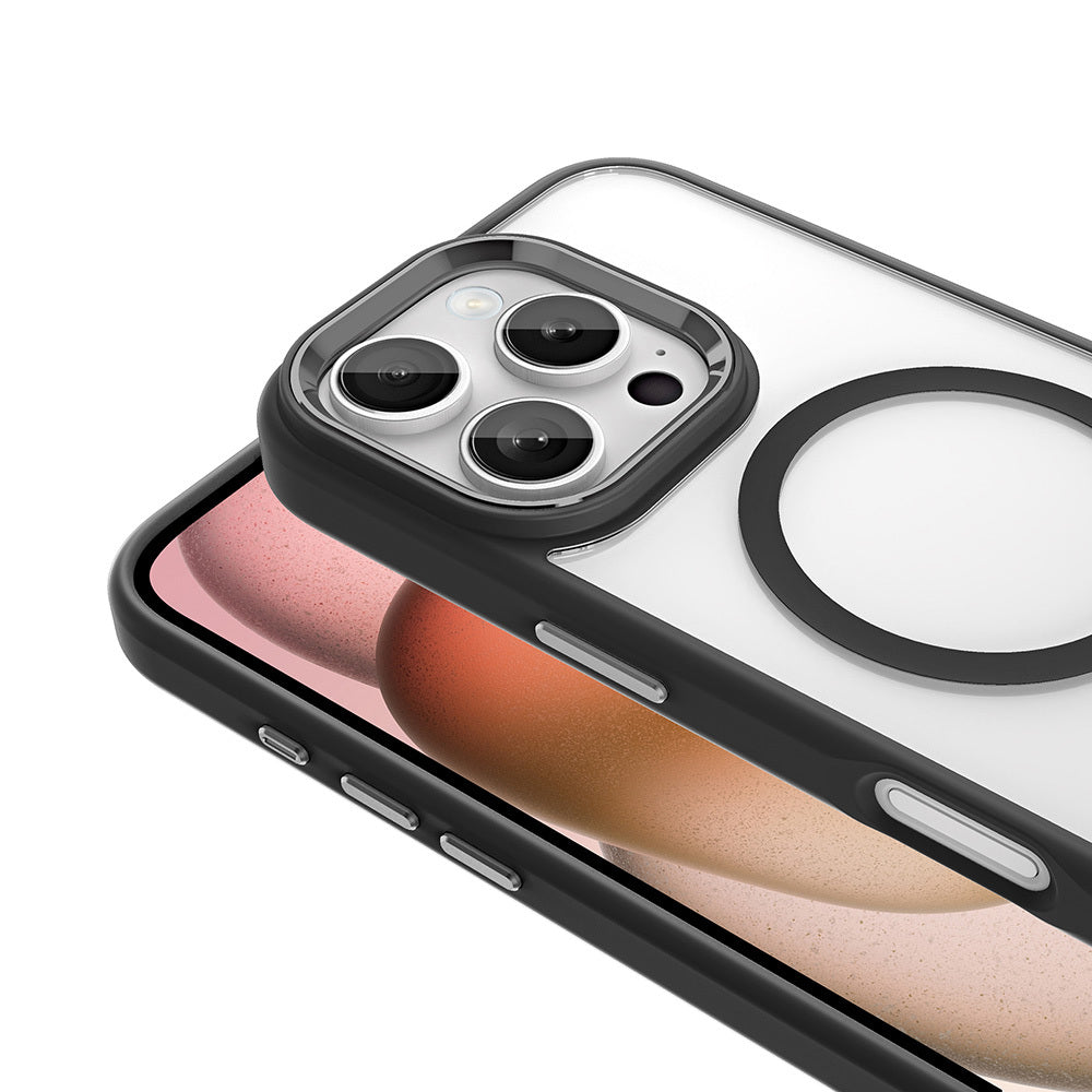 Apple iPhone 16 Pro Kılıf Wireless Şarj Özellikli Zore Krom M-safe Silikon Kapak Gold