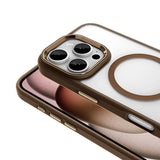 Apple iPhone 16 Pro Kılıf Wireless Şarj Özellikli Zore Krom M-safe Silikon Kapak Gold
