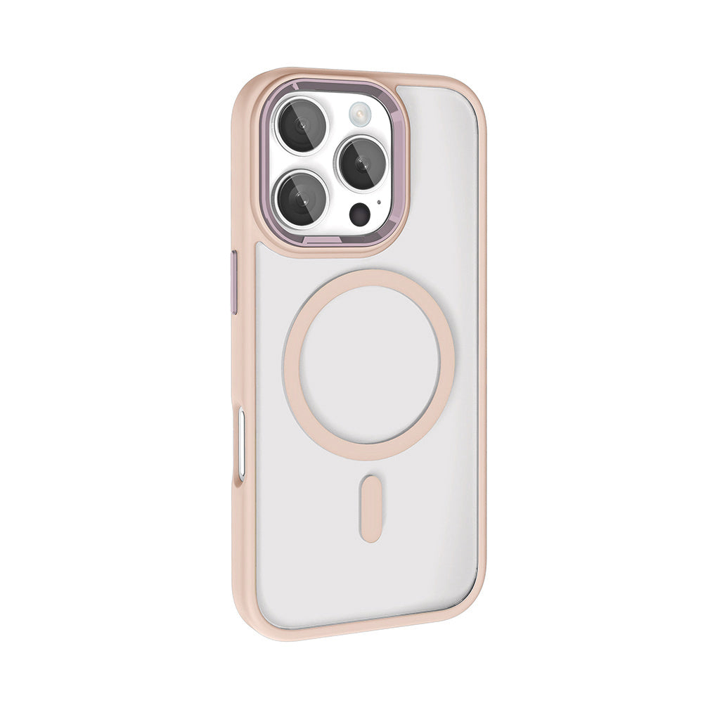 Apple iPhone 16 Pro Kılıf Wireless Şarj Özellikli Zore Krom M-safe Silikon Kapak Gold