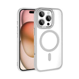 Apple iPhone 16 Pro Kılıf Wireless Şarj Özellikli Zore Krom M-safe Silikon Kapak Gümüş