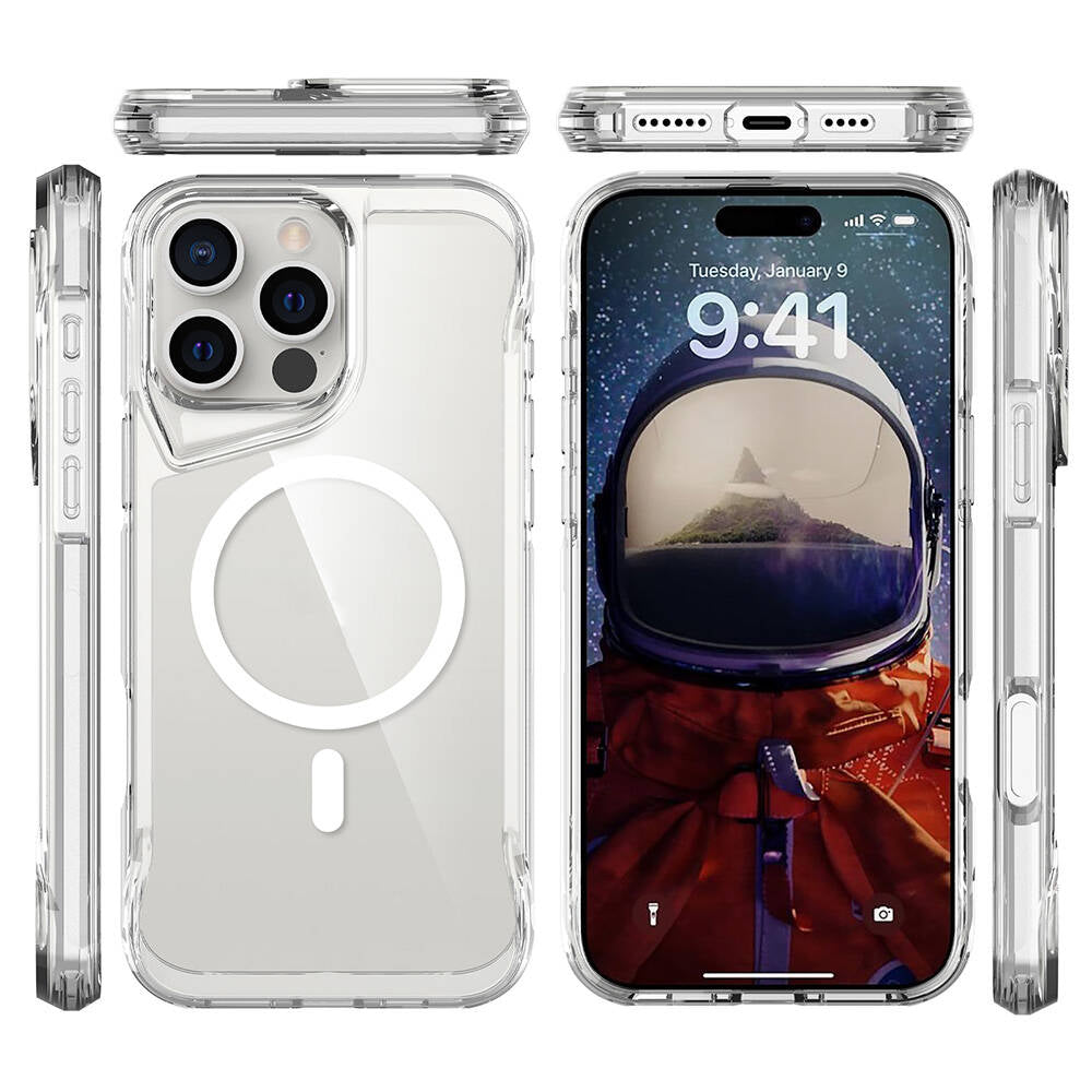 Apple iPhone 16 Pro Kılıf Zore M-safe Şarj Özellikli T-Max M-safe Kapak Şeffaf