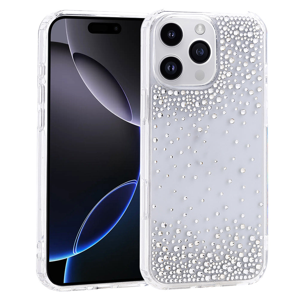 Apple iPhone 16 Pro Max Kılıf Airbag Tasarımlı Damla Taşlı Şeffaf Zore Pera Silikon Kapak Mor