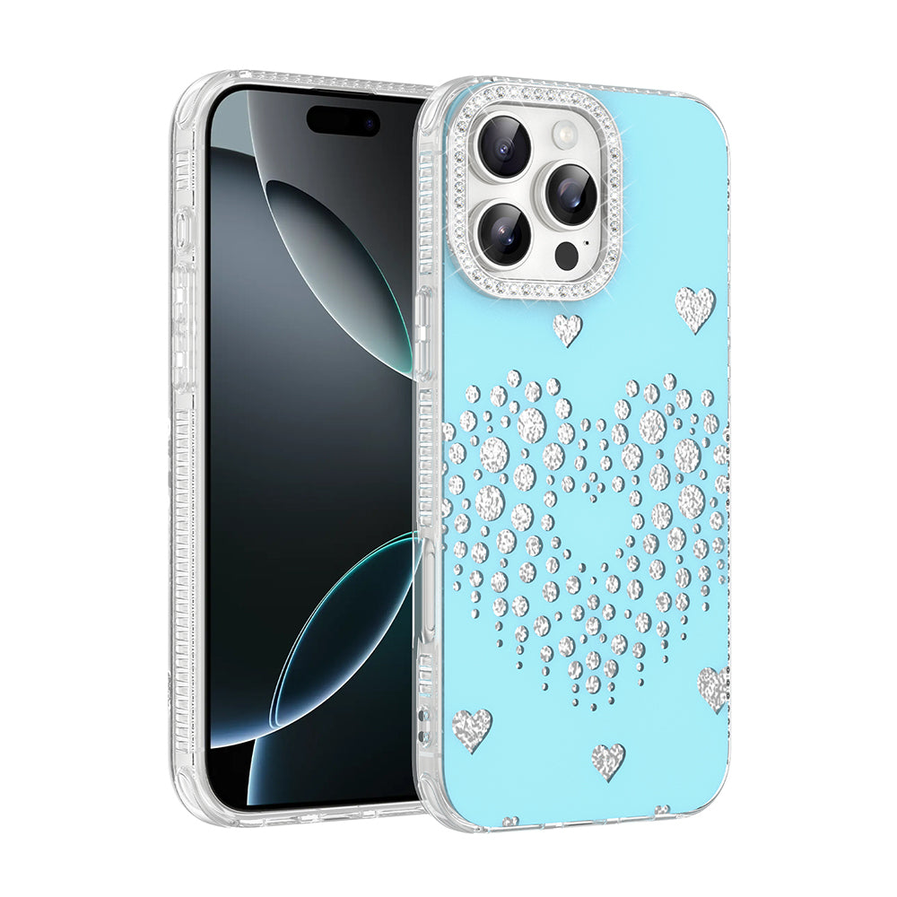 Apple iPhone 16 Pro Max Kılıf Damla Taşlı Zore Rivas Sert PC Kapak Mavi