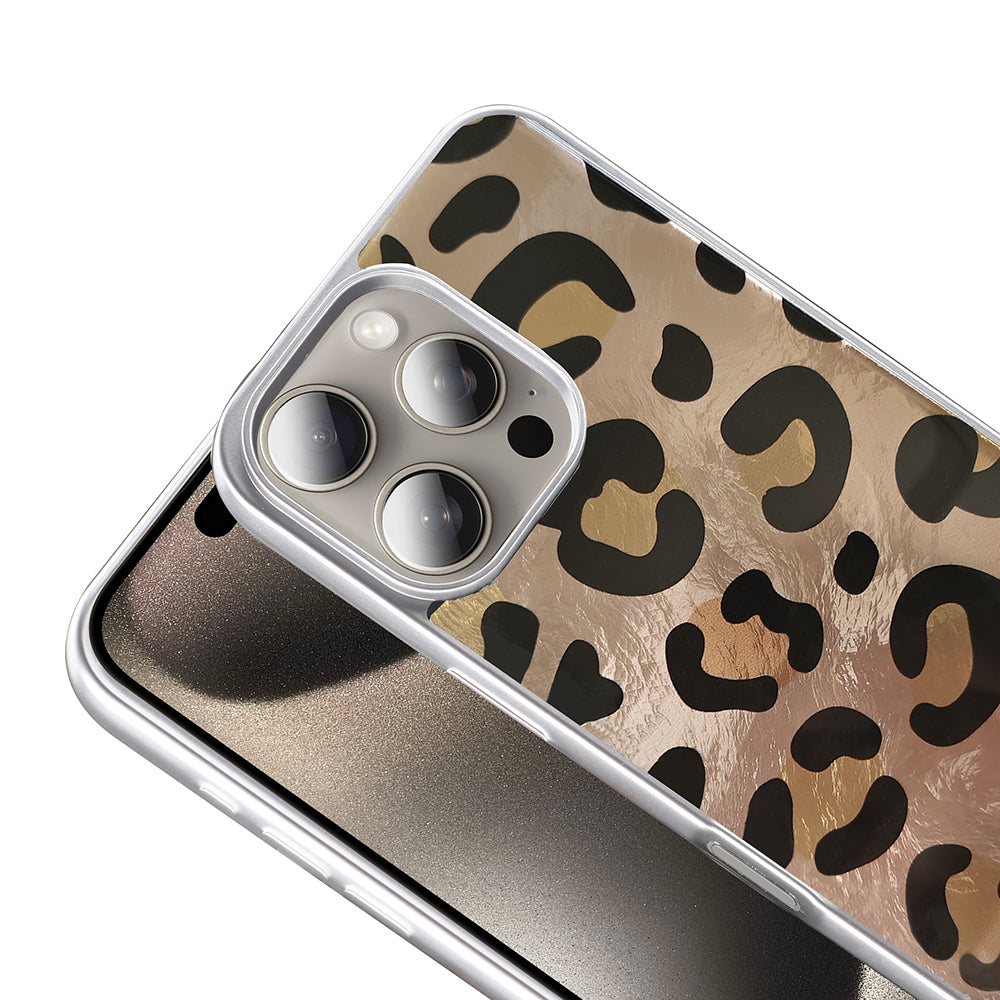 Apple iPhone 16 Pro Max Kılıf Desenli Zore Mep Kapak Gold Leopar