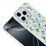 Apple iPhone 16 Pro Max Kılıf Kamera Korumalı Desenli Zore Klip Kapak Mavi Lale