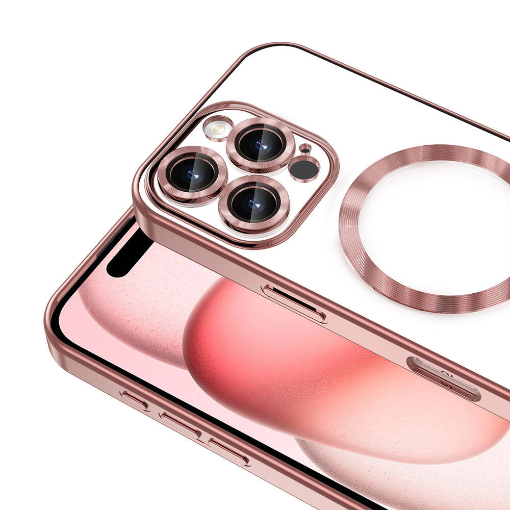 Apple iPhone 16 Pro Max Kılıf Kamera Korumalı M-safe Wireless Şarj Özellikli Zore Demre Kapak Rose Gold