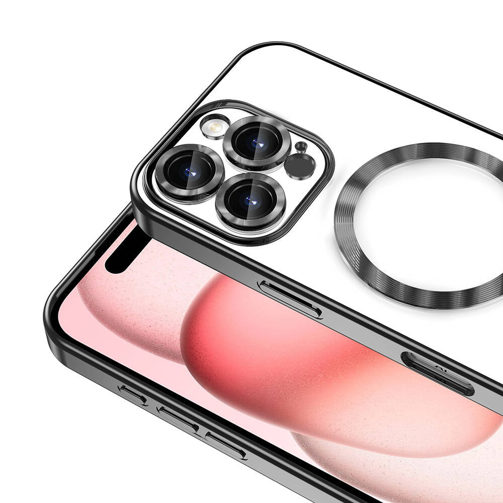 Apple iPhone 16 Pro Max Kılıf Kamera Korumalı M-safe Wireless Şarj Özellikli Zore Demre Kapak Siyah
