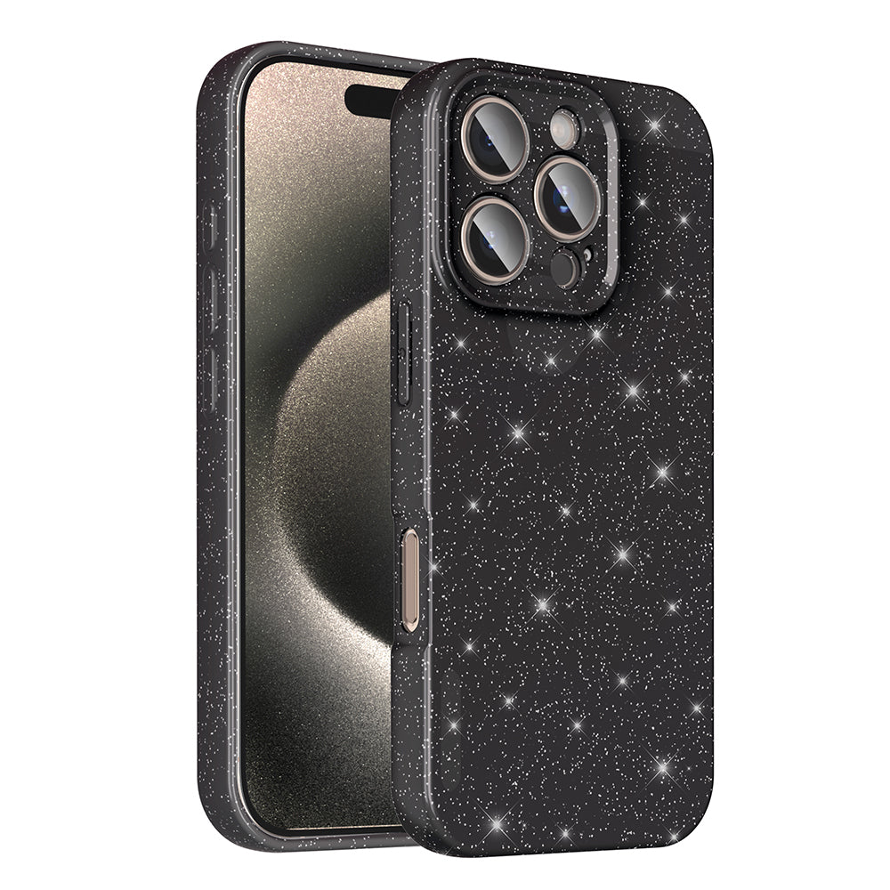 Apple iPhone 16 Pro Max Kılıf Kamera Korumalı Simli Lüks Zore Koton Kapak Siyah