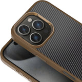 Apple iPhone 16 Pro Max Kılıf Karbon Fiber Görünümlü Parlak Kamera Çerçeveli Zore Venus Kapak Siyah