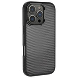 Apple iPhone 16 Pro Max Kılıf Karbon Fiber Görünümlü Parlak Kamera Çerçeveli Zore Venus Kapak Siyah