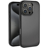 Apple iPhone 16 Pro Max Kılıf Karbon Fiber Görünümlü Parlak Kamera Çerçeveli Zore Venus Kapak Rose Brown