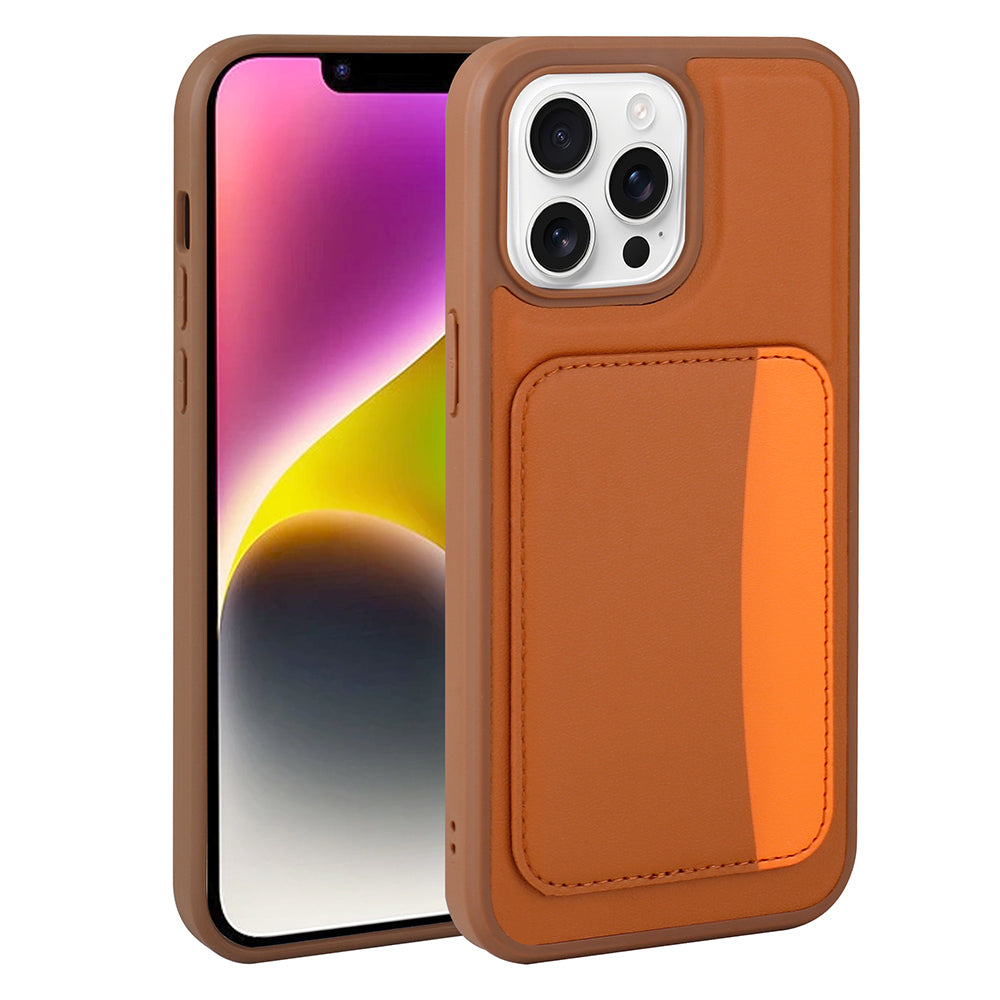 Apple iPhone 16 Pro Max Kılıf Kartlıklı Zore X-Kart Silikon Kapak Kahverengi