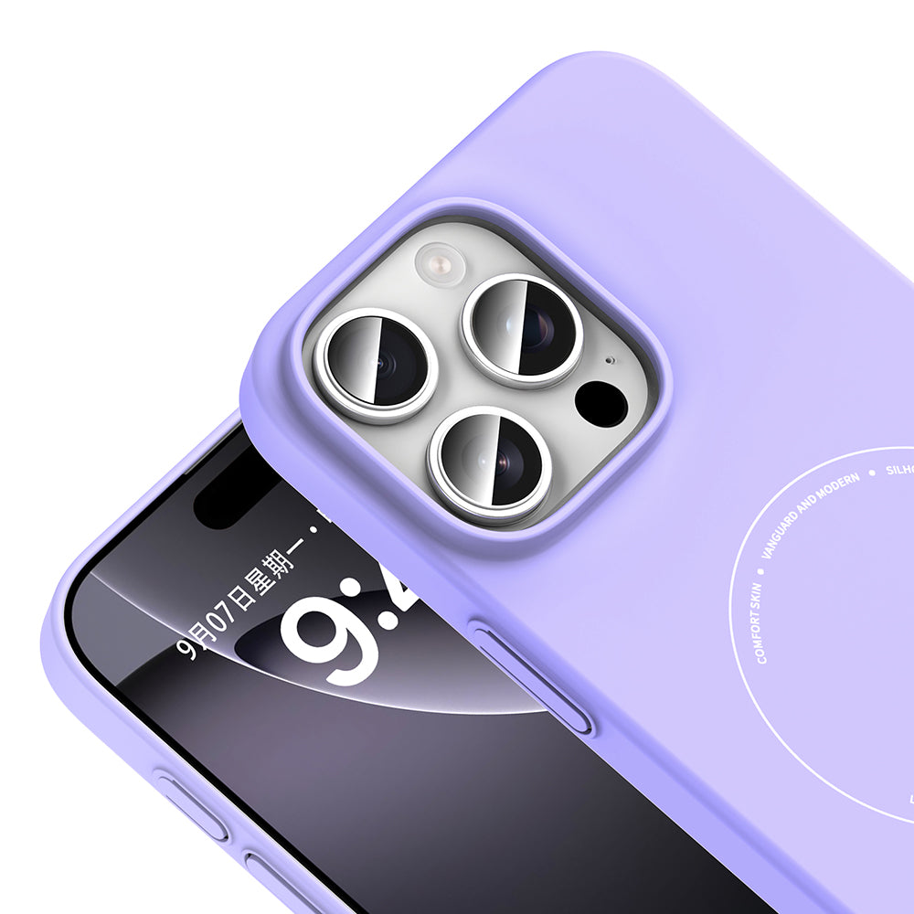 Apple iPhone 16 Pro Max Kılıf M-Safe Şarj Özellikli Kamera Korumalı Zore Elio Sert PC Kapak Lila