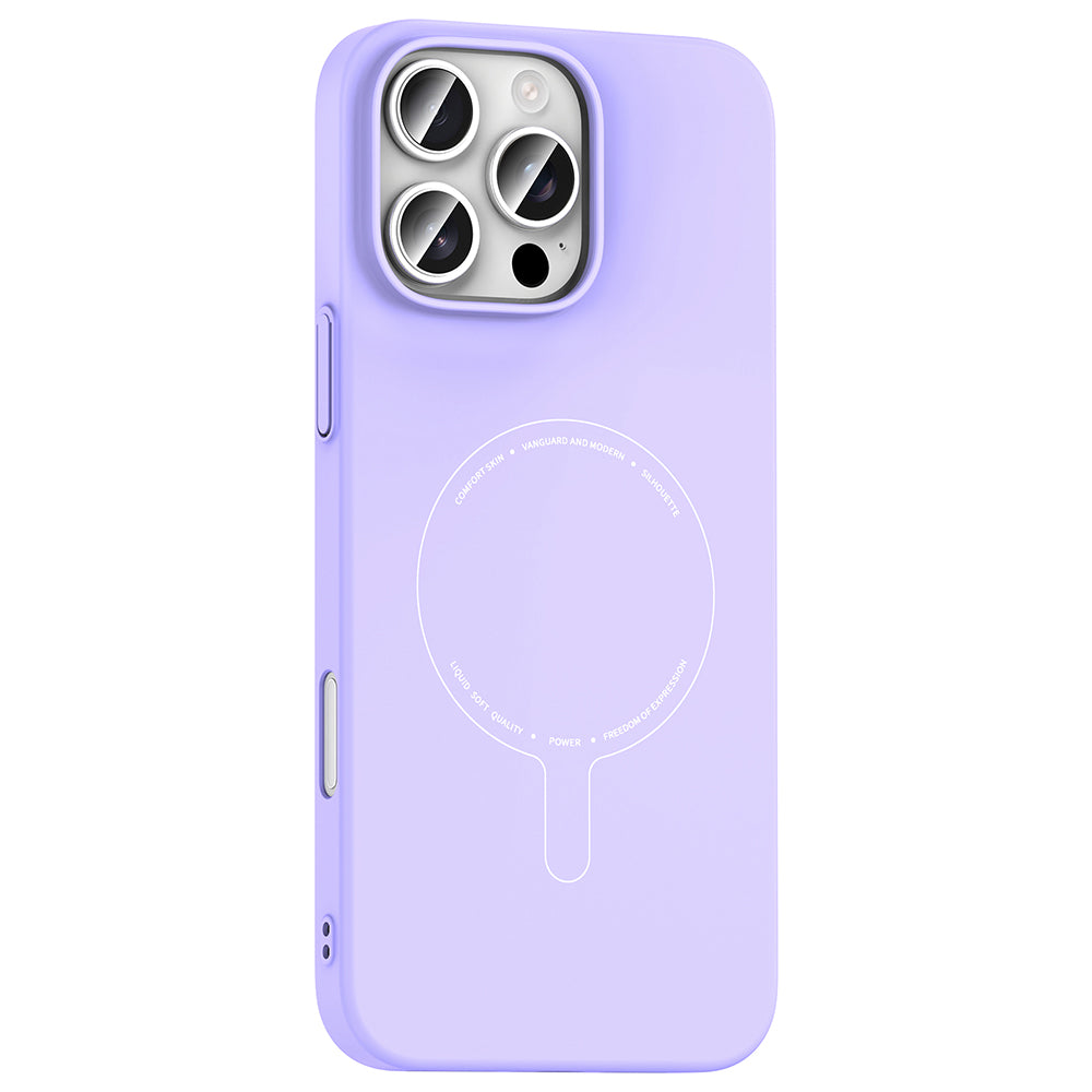 Apple iPhone 16 Pro Max Kılıf M-Safe Şarj Özellikli Kamera Korumalı Zore Elio Sert PC Kapak Lila