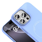 Apple iPhone 16 Pro Max Kılıf M-Safe Şarj Özellikli Kamera Korumalı Zore Elio Sert PC Kapak Açık Mavi