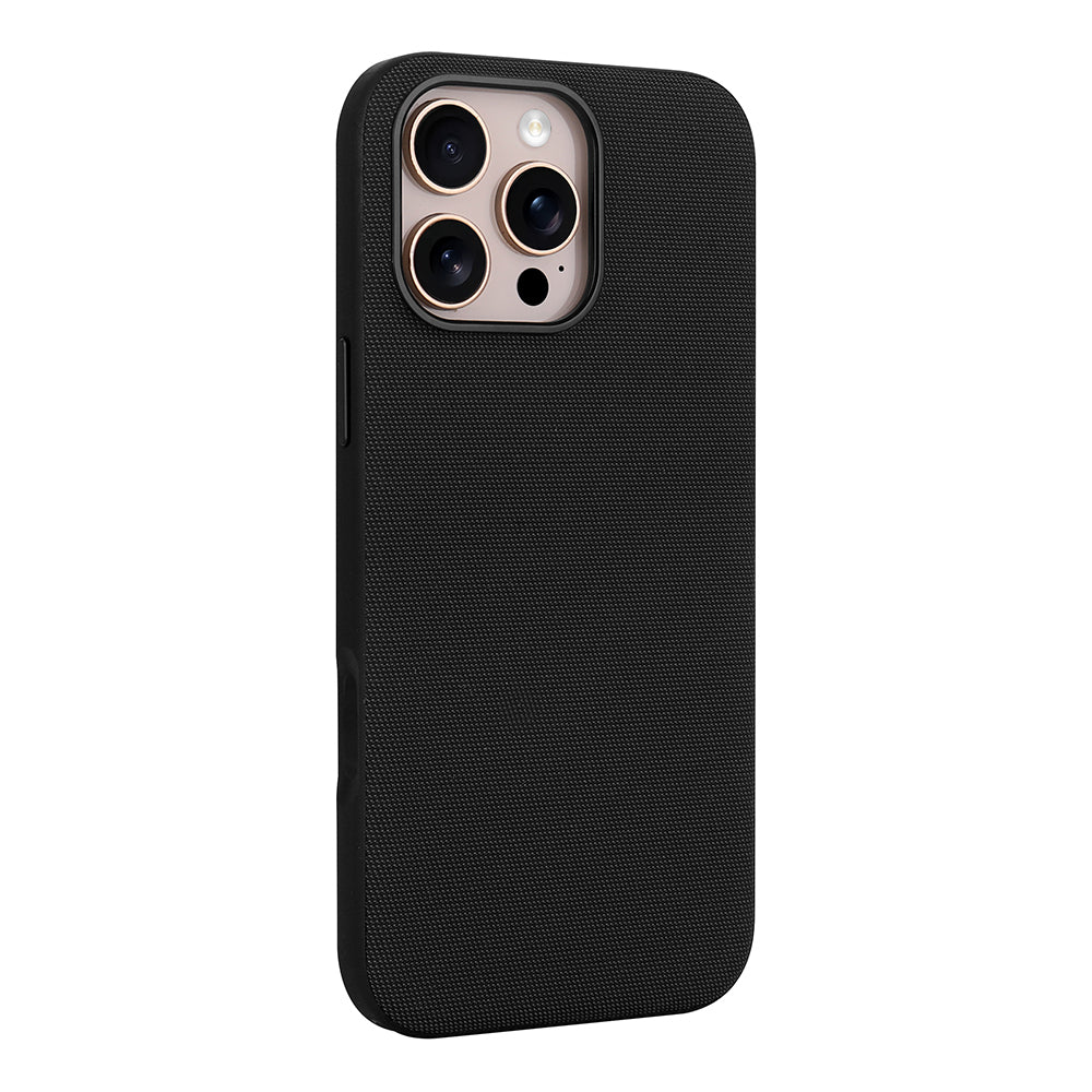 Apple iPhone 16 Pro Max Kılıf M-Safe Şarj Özellikli Kumaş Tasarımlı Zore Miami Sert PC Kapak Siyah