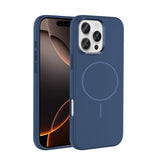 Apple iPhone 16 Pro Max Kılıf M-Safe Şarj Özellikli Metal Kamera Çerçeveli Zore Edi Silikon Kapak Lacivert