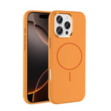 Apple iPhone 16 Pro Max Kılıf M-Safe Şarj Özellikli Metal Kamera Çerçeveli Zore Edi Silikon Kapak Turuncu