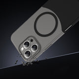 Apple iPhone 16 Pro Max Kılıf M-Safe Şarj Özellikli Mıknatıslı Zore Duble Kapak Gri