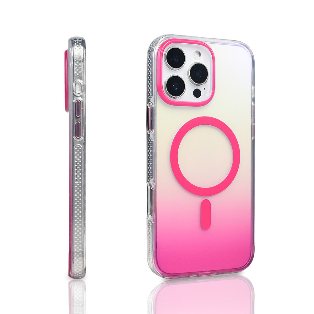 Apple iPhone 16 Pro Max Kılıf M-safe Şarj Özellikli Transparan Renk Geçişli Zore Toros Kapak Mavi