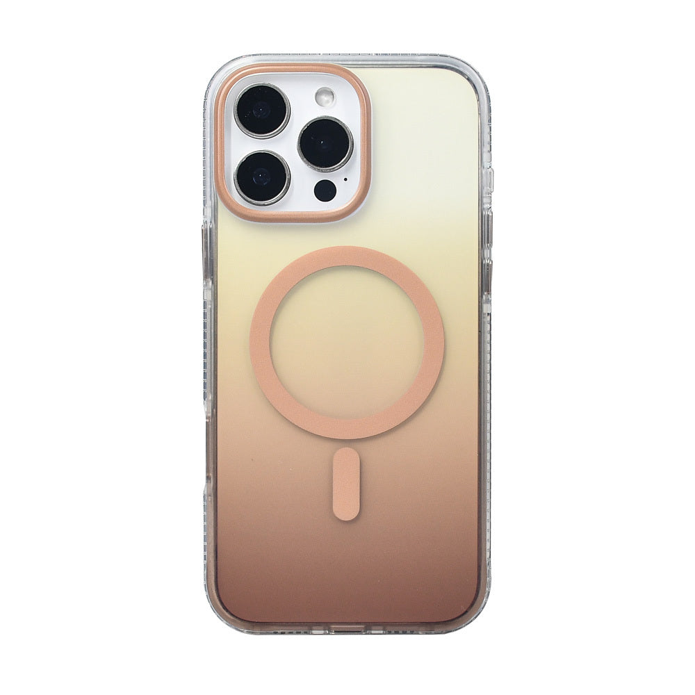 Apple iPhone 16 Pro Max Kılıf M-safe Şarj Özellikli Transparan Renk Geçişli Zore Toros Kapak Rose Gold