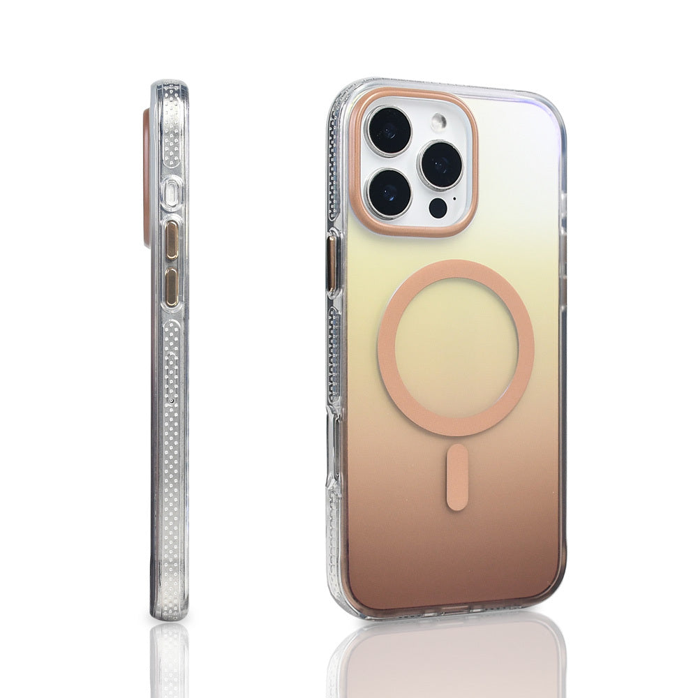 Apple iPhone 16 Pro Max Kılıf M-safe Şarj Özellikli Transparan Renk Geçişli Zore Toros Kapak Gri